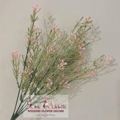 China XM-LSF053-3 Home Decoration Flocking Texture 7 Stems Artificial Pea Pink Flower Plant For Florist Wedding Planner Decorator Event Styling for sale