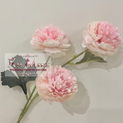 China Artificial Tissue Ranunculu Carnation Yiwu Flower Supplier/XM-LSF021-5 Plastic Pink 3 Heads For Birthday Events Babyshower Home Deco for sale