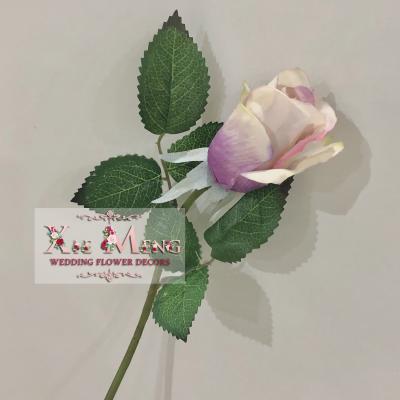 China Cloth/XM-LSF016-3 Plastic Single Stem Bud Rose For Market Purple Pink Flore Boda Mariage Wedding Flower Backdrops Yiwu Flower for sale