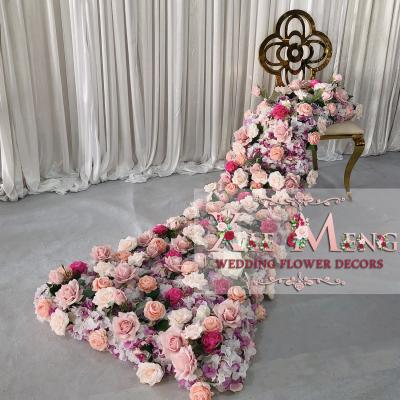 China Wedding Decoration FL-AR027 Long Wedding Decoration 3D Table Flower Runner For Fall Flower Flore Mesa Boda Pink Roses Bride Groom Table for sale