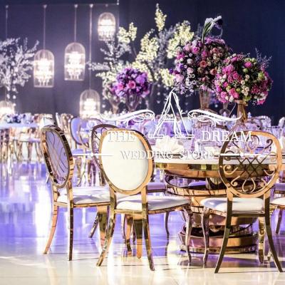 China (Stainless Steel Adjustable Luxury Round Metal Wedding Diner) DT-SS052 Tables Mesa Boda Mariage From The One Store The Dream Wedding for sale