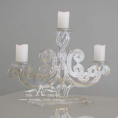 China CAN-AC029 Weddings Wedding Centerpiece For Banquets 3 Heads Clear Acrylic Candelabra From A's Dream Wedding Store for sale