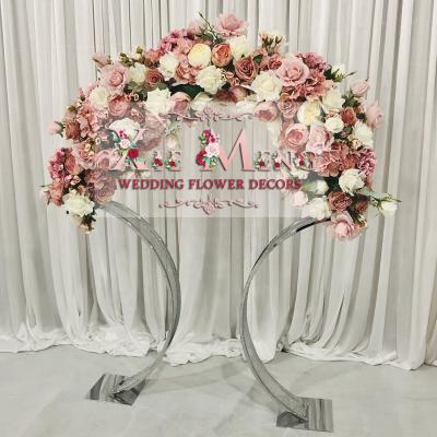 China High Quality Table Decor CEN-FL024 Stone Rose Roses Flower Centerpiece Curving Wedding Stand Decoration / Flores Centro de Mesa Para Boda for sale