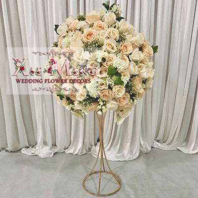 China Flower Centerpiece TAD-CEN-FL057 Champagne Flower Centerpiece Shinny Gold Wedding Decoration Stand Flower Decor Flora Decoracion Boda XieMeng for sale