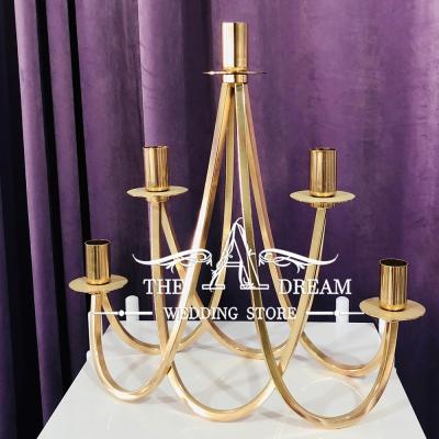 China Shinny Wedding Centerpiece CAN-IR103-GM Wedding Table Centerpiece Yiwu Craft Centro Mesa Boda Gold Metal Candlestick A's Dream Shop Wedding for sale