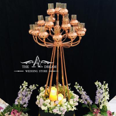 China Weddings Fast Delivery Rose Gold 21 Heads Candle Holder For Wedding Table Centerpiece From A Dream Wedding Store for sale