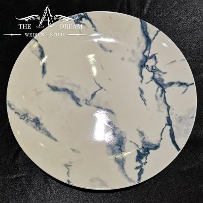 China Charger Luxury Blue Marble Dish For Banquets Tending Ceramic Dish For Wedding From A Dream Wedding Store for sale