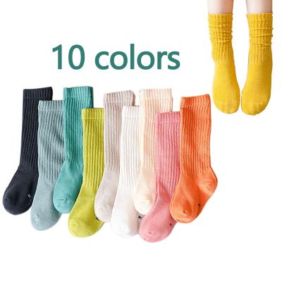 China Fashionable QUICK DRY Korean style girls crew combed cotton solid color slouch socks for sale