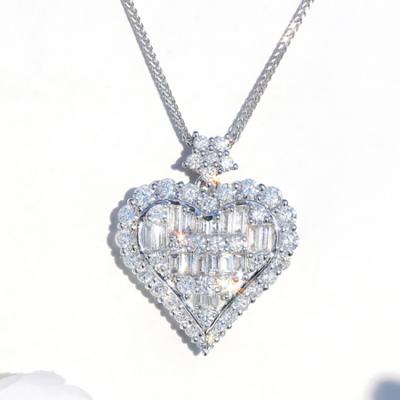 China CLASSIC Zircon S925 Sterling Sliver Charm Necklace Party Shiny Heart Shape Women's Pendent Heart Necklace Jewelry for sale