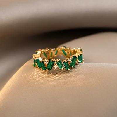 China CLASSIC Hot Selling Green Zircon Gemstone Diamond Gold s925 Sterling Silver Ring For Women for sale