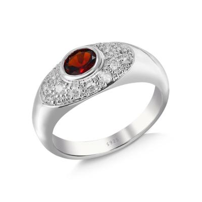 China Luxury High Quality Hiphop Diamond Rings Jewelry Gifts Finger Men 925 Sterling Silver Red Gemstone Engagement Rings for sale