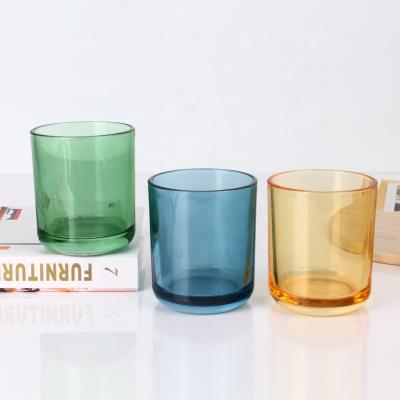 China Home/Hotel/Holiday Home Decoration Empty Glass Candle Jars Round Bottom With Wooden Lid for sale