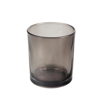 China Home/Hotel/Holiday High Quality Gray Colors Glass Candle Holder Large Capacity Jars Candlestick Container Wholesale for sale