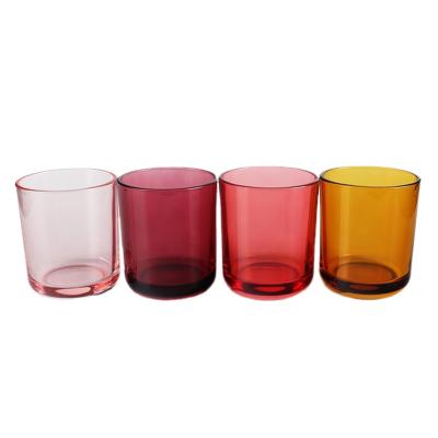 China Stocked Luxury Colored Glass Candle Eco - Friendly Jars Glass Vessel For Candle for sale