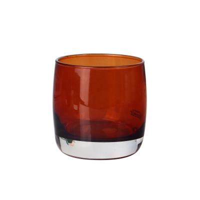 China Home Decoration Small Luxury Colorful Amber Glass Jar For Scented Candle for sale