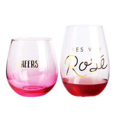 China Hot Selling Microwavable Stemless Wine Glass and Rose Gold Wine Glass W03 for sale