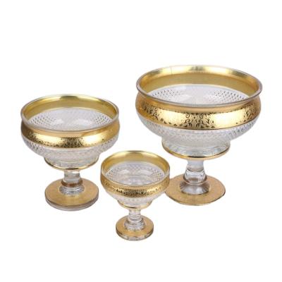 China New Design Style Uzbekistan Gold Plating Bohemia Series Glass Stocked Popular Fruit Bowl for sale