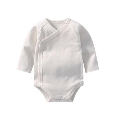 China Wholesale 100% Cotton Newborn Babies Long Sleeve Jumpsuit Side Break Double Navel Coverall for sale