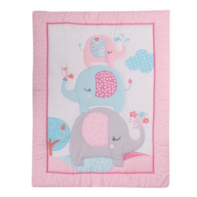 China Anti-bacteria Cot Bumper Soft Breathable Cotton Babies Bedding Set Cute Cartoon Crib Newborn Crib Sheet Comforter Set Bumper Elephant for sale