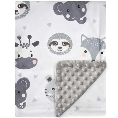 China Folded Baby Air Conditioner Blanket Coral Double-Sided Animal Comfort Bean Velvet Baby Blanket Newborn Blanket for sale