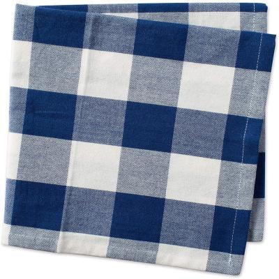 China Recycle Cotton Plaid Factory Direct Dining Table 20x20 Inch White Blue Cloth Napkin For Family Table for sale