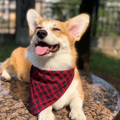 China Amazon Factory New Styles Dog Scarf Plaid Cotton Pet Cat Bandanas From Triangle Viable Direct Best Selling Bibs for sale