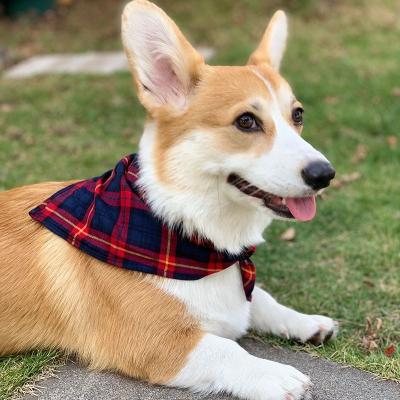 China Viable Triangle Bibs Pets Bandana Plaid Print Set Scarves Accessories For Small To Large Dog Scarf for sale