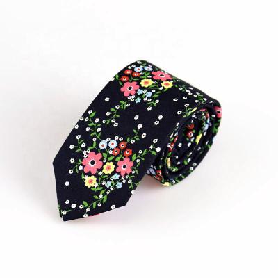 China MEN'S CLOTHING Amazon Hot Seller Mens Tie Floral Print Cotton Skinny Ties For Wedding #16 for sale