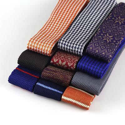 China Latest MEN'S CLOTHING Fashional Check Design Poly Knitted Tie Private Label Knit Tie For Business Men for sale