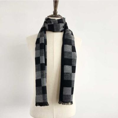 China Wholesale Custom Fashionable Cotton Winter Mens Black Plaid Scarf Daily Life for sale