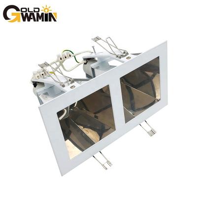 China Traditional Recessed double heads square ceiling lights housing for E27 LED down light for sale