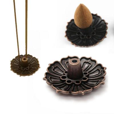 China Chinese Madden 9 Hole Censer Burner Plate Flower Statue Copper Seat Incense Holder Cone for sale