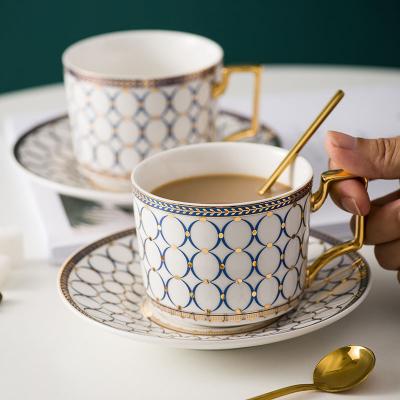 China 1 Viable Noble Luxury Ceramic Cup Saucer 250ml Cup Coffee Tea Set Coffee Espresso Drinkware Europe Bone China for sale