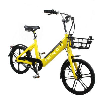 China Aluminum Alloy Smart Lock and Removable Battery Sharing Electric Bicycle 36v 350w Electric Bike Sharing for sale