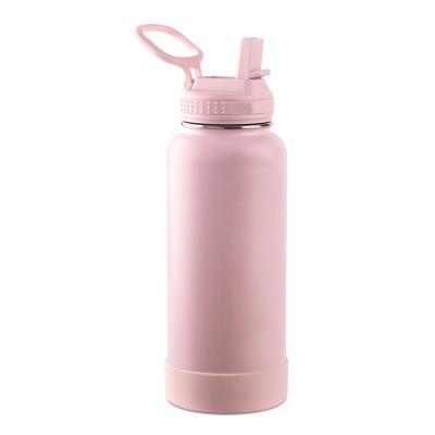 China Amazon Sustainable Insulated Private Label Stainless Steel 32 oz Vacuum Pink Water Bottle With Straw Lid for sale