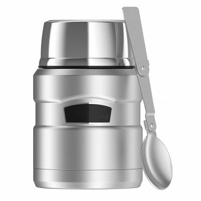 China 16 Ounce Double Wall Vacuum Business Insulated Food Grade 304 Stainless Steel Soup Thermos Food Jar With Folding Spoon for sale