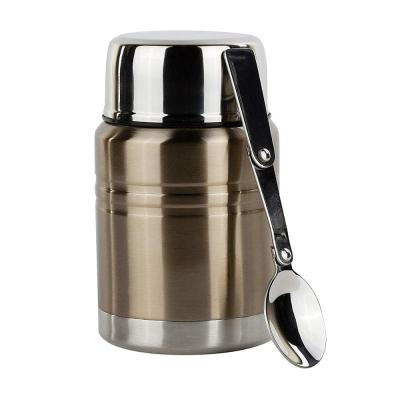 China Sustainable Leak Proof Custom Vacuum Insulated Stainless Steel Thermos Lunch Food Jar Container With Spoon for sale