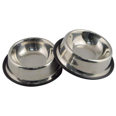 China Sustainable Stainless Steel Dog Bowl with Rubber Base for Small Medium Large Dogs Pets Feeder Bowl Water Bowl for sale