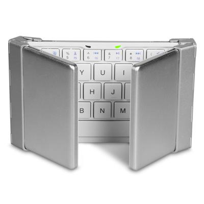 China Hot Selling Wireless BT Foldable Keyboard Portable Tri Folding Wireless Keyboard For iPhone iPad Android for sale