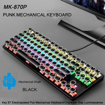 China Hot Selling MK-870P 87keys Factory Price Wireless LED Backlight Wired USB Gaming Mechanical Keyboard Punk Mechanical Round Keyboard for sale