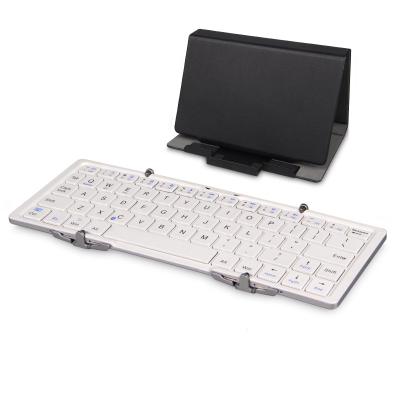 China BT Wireless Keyboard PortableTri-Folding Wireless Keyboard With Leather Case For Tablet Smartphone for sale