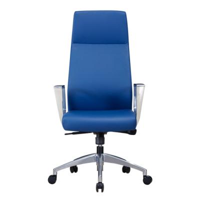 China (Height) Adjustable Factory Directly Produces Tall Blue Leather Office Chairs, Economical Executive Chairs for sale