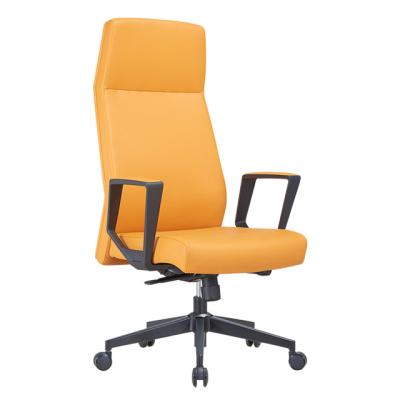 China (Size)2022 EUROPE simple new design adjustable luxury orange genuine leather office chairs for conference, office chair genuine leather design for sale