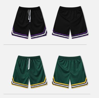 China 2022 Customs Embroidery Logo Breathable Authentic Short Zipper Pockets Mesh Breathable Quick Drys Brown Loose Basketball Shorts for sale