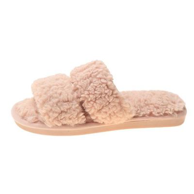 China Indoor and outdoor fur fashion trend world victory ladies fancy plush slides for women for sale