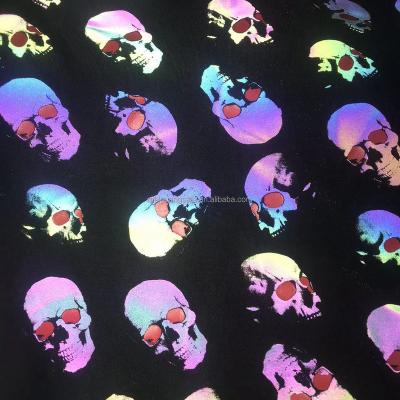 China Anti-Static Reflective Skull Glow In The Dark Printing Jersey Fabric for sale