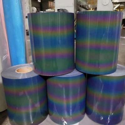 China durable reflective pvc sticker vinyl/reflective rainbow film/reflective stretch rainbow iridescent film for sale