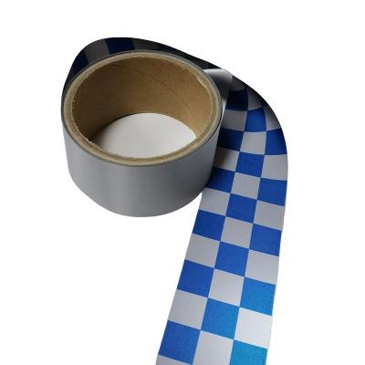 China Untearable Tape Hi Vis Checkered Printed Reflective Fabric For Apparel Custom Print Sew On Reflective Tape For Uniform for sale