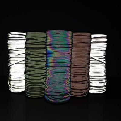 China High Visible Reflective Piping Stretch Mark Polyester Webbing Stretch Piping Rope Activewear Side Stripe Reflective Piping for sale