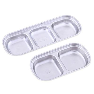 China Viable Stainless Steel Dish Sauce Trays Sushi Snacks Storage Seasoning Organizer For BBQ Kitchen Tableware for sale